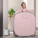 Smartmak Portable Sauna Kit, one Person Full Body at Home Spa Hat Tent, Include 2L Steamer with Remote Control for Detox US Plug- Pink