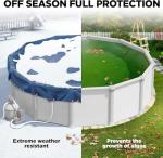 18 ft Round Pool Cover for Above Ground Pools, Above Ground Pool Cover, Swimming Pool Cover, Winter Pool Cover, Keeps Out Debris, Cold and UV Resistant, Supreme Mesh, Navy Blue