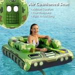Jasonwell Inflatable Tank Swimming Pool Floaties with Water Cannon Gun Swim Floaty Rafts for Lake, Beach & Pool Party Toys for Boys, Girls, Kids & Adults- Green