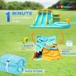 (2026 New) JOYMOR 11-in-1 Inflatable Water Slide for Kids Backyard w/ 2 Waterslide, 2 Basketball Hoop, Pool, Climbing Wall, Water Blasters, 1min Blow Up Water Slides Park w/ 750w Blower, Storage Bag