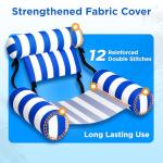 Funscape Pool Floats Chairs Adult, 2 Packs Heavy Duty Inflatable Swimming Pool Lounges, Fabric Floating Hammock Seat, Kid Blow Pool Noodle Lake Raft Floaties, Fun Summer Beach Water Party Game-Stripe