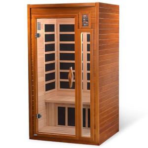 DYNAMIC SAUNAS Barcelona 1- to 2-Person Low EMF FAR Infrared Sauna with Red Light Therapy & Bluetooth Speakers | Personal Indoor Dry Heat Sauna for Home & Gym – Made from Canadian Hemlock