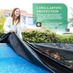 UIRWAY 15 Ft Round Pool Cover with Reflective Strips, Swimming Pool Cover for Above Ground Pools, Solar Cover Including Rope Tie and Luminous Ground Nails, PU Tarp Snug Fit for UV Protected