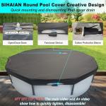 SIHAIAN 22 Ft Pool Cover, with Automatic Drain Round Pool Cover, One-Piece Quick Installation and Removal Above Ground Pool Cover, Preventing Waterlogging, UV Protected Solar Swimming Pool Cover