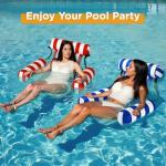 Funscape Pool Floats Chairs Adult, 2 Packs Heavy Duty Inflatable Swimming Pool Lounges, Fabric Floating Hammock Seat, Kid Blow Pool Noodle Lake Raft Floaties, Fun Summer Beach Water Party Game-Stripe