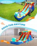 Doctor Dolphin Bounce House Inflatable Water Slide with Pool for Big Kids,Water Slides for Kids Backyard, Inflatable Water Park Double Slide