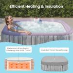 SEGMART 4-6 Person Inflatable Hot Tub, Portable Outdoor Spa with 130 Air Jets, Circulation Heating & Filter System, PVC Blow Up Tub for Backyard & Patio (Square)