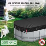 QH.HOME 10X16 ft Oval Pool Cover,Solar Cover for Above Ground Pools - Black Oxford Fabric Heats Water, Blocks Leaves & Sun, Windproof Snug Fit with Patented Ratchet & Weight Rings