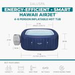 Bestway SaluSpa Hawaii 4 to 6 Person Inflatable Hot Tub, Square Energy-Efficient Portable Outdoor Spa with 140 AirJets, 71" x 28"