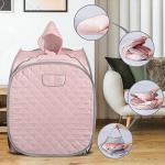 Smartmak Portable Sauna Kit, one Person Full Body at Home Spa Hat Tent, Include 2L Steamer with Remote Control for Detox US Plug- Pink