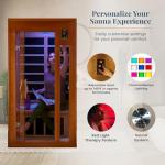 DYNAMIC SAUNAS Barcelona 1- to 2-Person Low EMF FAR Infrared Sauna with Red Light Therapy & Bluetooth Speakers | Personal Indoor Dry Heat Sauna for Home & Gym – Made from Canadian Hemlock