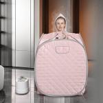 Smartmak Portable Sauna Kit, one Person Full Body at Home Spa Hat Tent, Include 2L Steamer with Remote Control for Detox US Plug- Pink
