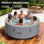 85" Drop-Stitch Inflatable Hot Tub, 6-8 Person XL Outdoor Spa with Energy-Saving Thermal Cover, 180 Bubble Jets & 104°F Rapid Heating, Rigid Portable Massage Tub