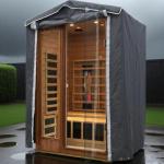 Protective Cover for 2 Person Outdoor Sauna, 3-Layer Oxford Cloth, Hook & Loop Roll-Up Door, Temp Retention & Dustproof - (Only Fits 57.8*40.5*81.1 In & Smaller Outdoor Hillside Roof Saunas )