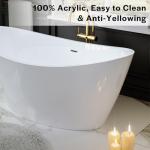 Empava Acrylic Soaking Bathtub with Brushed Nickel Drain