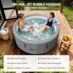 85" Drop-Stitch Inflatable Hot Tub, 6-8 Person XL Outdoor Spa with Energy-Saving Thermal Cover, 180 Bubble Jets & 104°F Rapid Heating, Rigid Portable Massage Tub