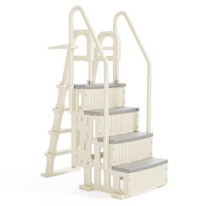 VINGLI 2-in-1 Pool Ladder Set, Modular A-Frame Pool Steps for Above Ground Pools, Versatile Pool Stairs for Inground Pools & Decks, Heavy Duty Independent Use Pool Access Ladder (Gray)