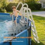 VINGLI 2-in-1 Pool Ladder Set, Modular A-Frame Pool Steps for Above Ground Pools, Versatile Pool Stairs for Inground Pools & Decks, Heavy Duty Independent Use Pool Access Ladder (Gray)