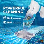 CZYBYTE Handheld Pool Vacuum with Multiple Pole Sections Up to 89", Cordless & Water-Repellent, 18.5 GPM Powerful Suction, 60Min Runtime, Portable Pool Cleaner for Above Ground/Inground Pools, White