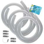 U.S. Pool Supply Above Ground Pool Hose Replacement 1.25" Diameter x 59" Long, Pack of 3 - White Premium Pool Filter Pump Hoses Compatible with Intex 607, 637 Pumps, 330, 530, 1000 GPH, 6 Metal Clamps