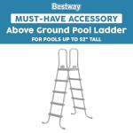 Bestway Flowclear 52 Inch Versatile Metal A Frame Above Ground Swimming Pool Ladder with Heavy Duty Plastic Double Sided Steps