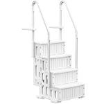 Flamaker Swimming Pool Ladder Above Ground, 4 Stairs with Double Handrails, Non-Slip Pool Steps for 48 to 54 inch Above Grounds, Entry and Exit Open-air Bath Ladder, White