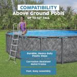 Bestway Flowclear 52 Inch Versatile Metal A Frame Above Ground Swimming Pool Ladder with Heavy Duty Plastic Double Sided Steps