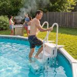 Flamaker Swimming Pool Ladder Above Ground, 4 Stairs with Double Handrails, Non-Slip Pool Steps for 48 to 54 inch Above Grounds, Entry and Exit Open-air Bath Ladder, White