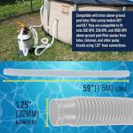 U.S. Pool Supply Above Ground Pool Hose Replacement 1.25" Diameter x 59" Long, Pack of 3 - White Premium Pool Filter Pump Hoses Compatible with Intex 607, 637 Pumps, 330, 530, 1000 GPH, 6 Metal Clamps