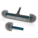 20'' Pool Brush Head, Detachable Pool Cleaning Brush with Durable Around Nylon Bristles, EZ Clip Aluminum Handle- Clean Swimming Pools Walls, Steps & Corners Faster
