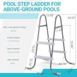 Outvita Metal Frame Above Ground Swimming Pool Entry, 2 Step Exit Ladder for 33" High Wall Pools, 300 Pound Capacity