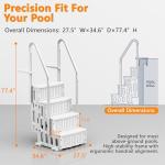 Flamaker Swimming Pool Ladder Above Ground, 4 Stairs with Double Handrails, Non-Slip Pool Steps for 48 to 54 inch Above Grounds, Entry and Exit Open-air Bath Ladder, White