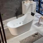 Empava 67-Inch Freestanding Jetted Bathtub with Pillow
