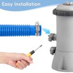 Replacement Pool Hoses for Above Ground Pools 1 1/4, 59" Long Filter Pump Hose, 4 Pack Pool Pump Hose with 8 Metal Clamps (Blue)