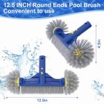 POOLAZA Pool Brush with Round Ends, 12.5'' Pool Brush Head for Inground Pools/Above Ground Pools, Spa, Hot Tub, High-Efficiency Pool Scrub Brush fit Standard Pool Pole