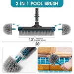 20'' Pool Brush Head, Detachable Pool Cleaning Brush with Durable Around Nylon Bristles, EZ Clip Aluminum Handle- Clean Swimming Pools Walls, Steps & Corners Faster