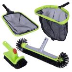 Sepetrel Deluxe Swimming Pool Cleaning Kit Including Professional Leaf Skimmer Net,Half-Depth Fine Mesh Net,17.5" Pool Brush Head & Hand Scrub Brush(NO Pole)