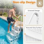 Flamaker Swimming Pool Ladder Above Ground, 4 Stairs with Double Handrails, Non-Slip Pool Steps for 48 to 54 inch Above Grounds, Entry and Exit Open-air Bath Ladder, White