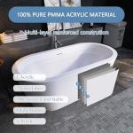 64" Glossy White Freestanding Acrylic Soaking Tub