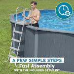 Bestway Flowclear 52 Inch Versatile Metal A Frame Above Ground Swimming Pool Ladder with Heavy Duty Plastic Double Sided Steps