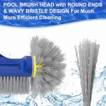 POOLAZA Pool Brush with Round Ends, 12.5'' Pool Brush Head for Inground Pools/Above Ground Pools, Spa, Hot Tub, High-Efficiency Pool Scrub Brush fit Standard Pool Pole