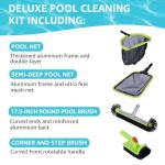 Sepetrel Deluxe Swimming Pool Cleaning Kit Including Professional Leaf Skimmer Net,Half-Depth Fine Mesh Net,17.5" Pool Brush Head & Hand Scrub Brush(NO Pole)
