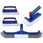 3-in-1 Full-Coverage Pool Brush Head Set - Includes 17.5" Long Brush, Rotatable Handheld/Extension Pole Brush, Sponge Brush, Durable Scrubber Brush Set for Pool Floors/Corners/Steps