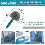 20'' Pool Brush Head, Detachable Pool Cleaning Brush with Durable Around Nylon Bristles, EZ Clip Aluminum Handle- Clean Swimming Pools Walls, Steps & Corners Faster