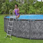 Bestway Flowclear 52 Inch Versatile Metal A Frame Above Ground Swimming Pool Ladder with Heavy Duty Plastic Double Sided Steps