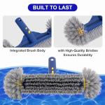 POOLAZA Pool Brush with Round Ends, 12.5'' Pool Brush Head for Inground Pools/Above Ground Pools, Spa, Hot Tub, High-Efficiency Pool Scrub Brush fit Standard Pool Pole