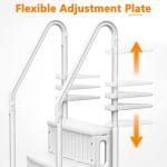 Flamaker Swimming Pool Ladder Above Ground, 4 Stairs with Double Handrails, Non-Slip Pool Steps for 48 to 54 inch Above Grounds, Entry and Exit Open-air Bath Ladder, White