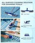 3-in-1 Full-Coverage Pool Brush Head Set - Includes 17.5" Long Brush, Rotatable Handheld/Extension Pole Brush, Sponge Brush, Durable Scrubber Brush Set for Pool Floors/Corners/Steps