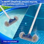 POOLAZA Pool Brush with Round Ends, 12.5'' Pool Brush Head for Inground Pools/Above Ground Pools, Spa, Hot Tub, High-Efficiency Pool Scrub Brush fit Standard Pool Pole