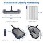 Poolvio 5-in-1 Pool Cleaning Kit - Includes Semi-Deep Skimmer Net, Aluminum Leaf Rake, 20' Pool Brush with 13ft Adjustable Pole